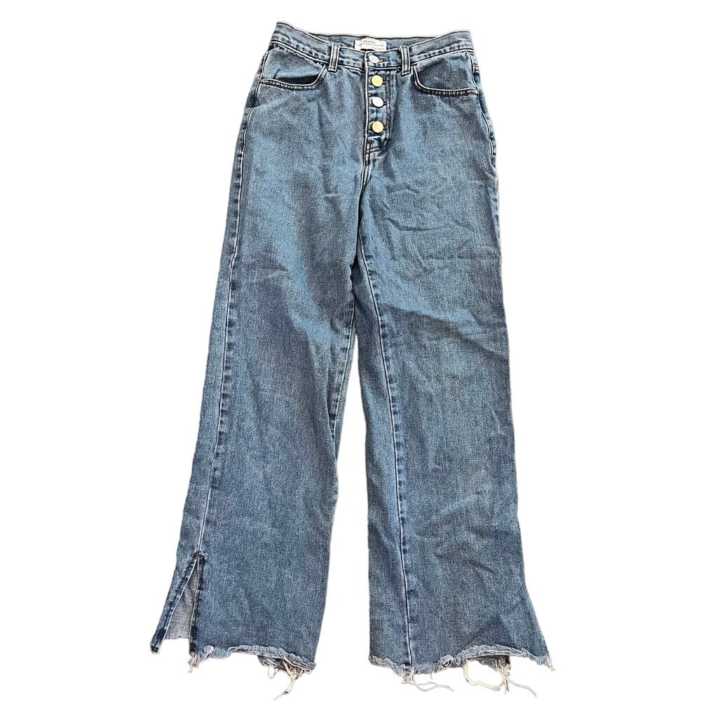 Redial Premium denim high rise button wide leg flare jeans womens size 2